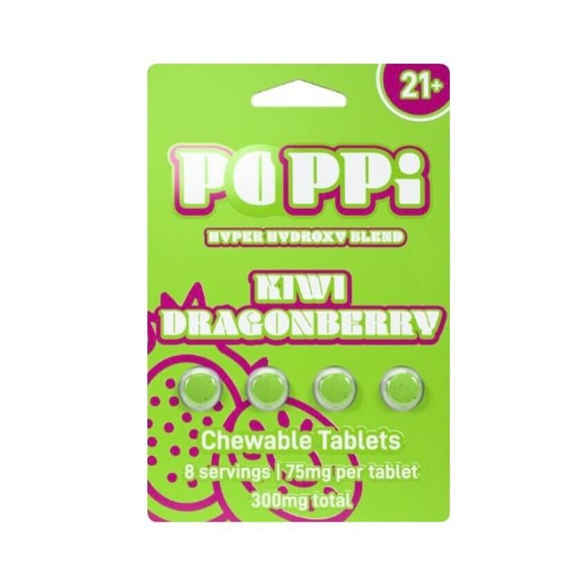Poppi Hyper 7OH Kratom Extract Tablets Kiwi Dragonberry 300mg 4ct (75mg/tab)