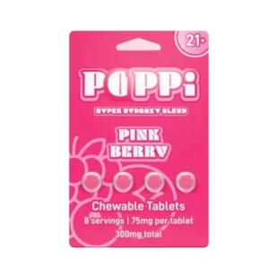 Poppi Hyper 7OH Kratom Extract Tablets Pink Berry 300mg 4ct (75mg/tab)